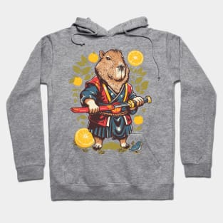 Capybara Orange | Samurai Capy Slicing an Yuzu with Katana | Capybara with Orange on Head | His Name - Gort Hoodie